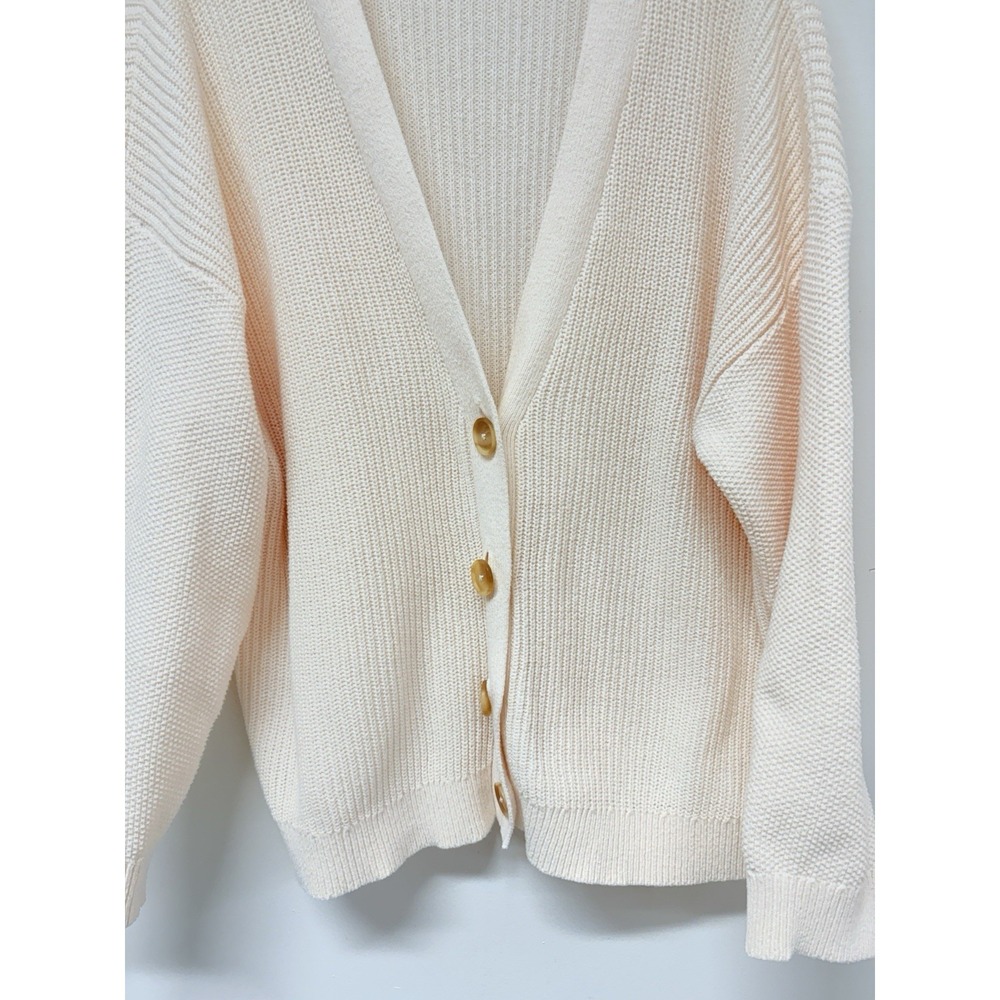 LC Lauren Conrad Women's Textured Cardigan Sweater L - Cream Chunky Knit 90's - Picture 7 of 14